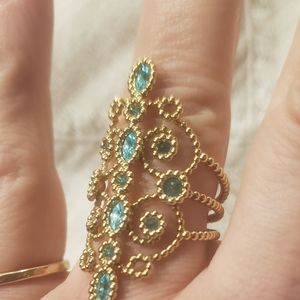 Gold Filigree Swarvoski swarovski azore Indicolite Crystal Authentic Sta…